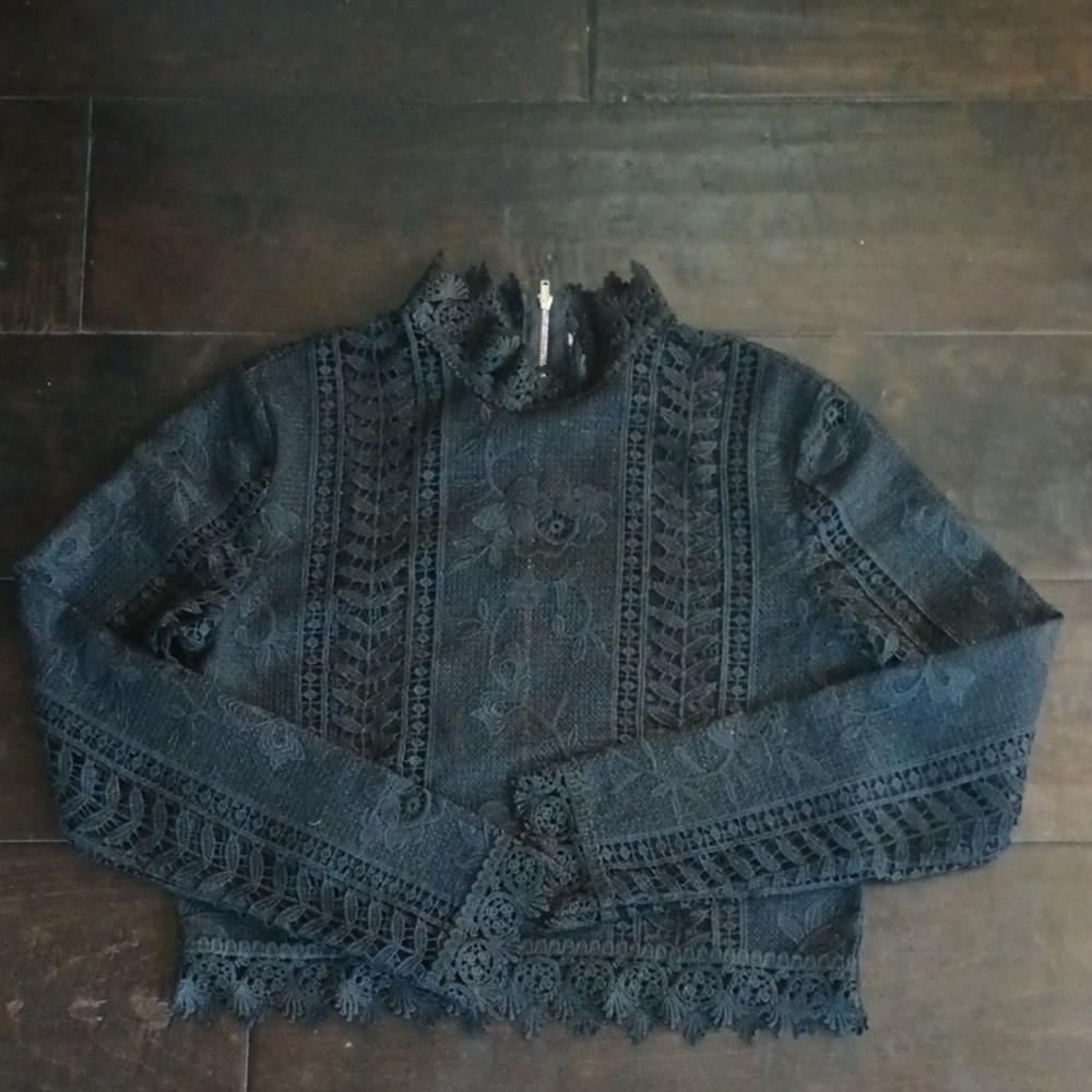 Elegant Black Lace Women's Sweater